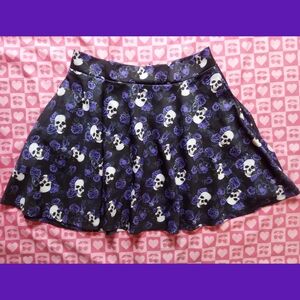 Floral Skull Skater Skirt